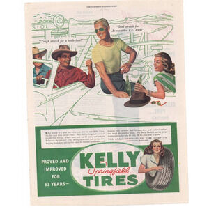 Vintage Original Kelly Tires Magazine Advertisement 1950s Automobilia